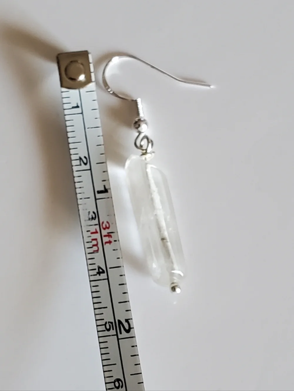 Sterling Silver 925 Natural Clear Crystal  Drop Earrings - Picture 7 of 7